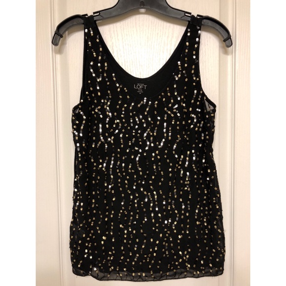 LOFT Gold Sparkles Tank Top - Picture 1 of 3